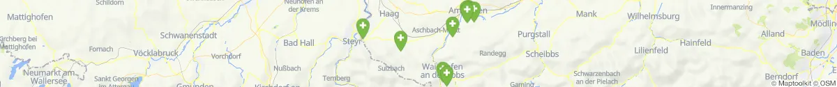Kartenansicht für Apotheken-Notdienste in der Nähe von Sankt Peter in der Au (Amstetten, Niederösterreich)